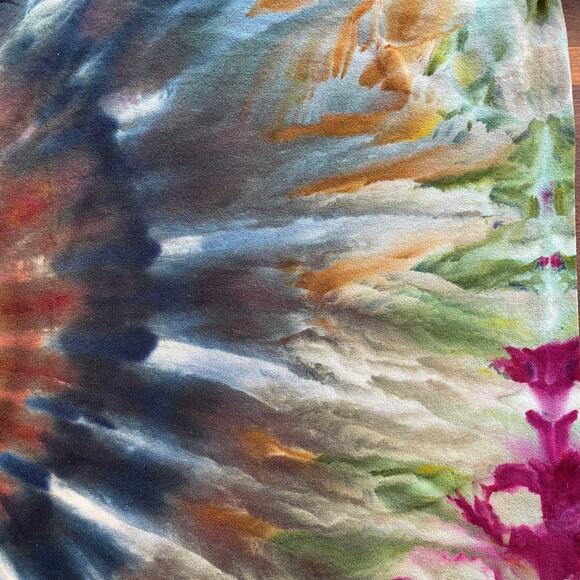 Ice Dyed T-shirt - Tie Dye Blue Brown - Colander Spiral - Handmade (Medium) - Picture 4 of 10